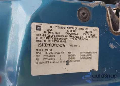 1998 GMC Sierra Sl Wideside z USA, uszkodzony, nr VIN 2GTEK19R8W1553399